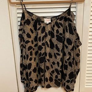 Long sleeve open shoulder spaghetti strap silk blouse